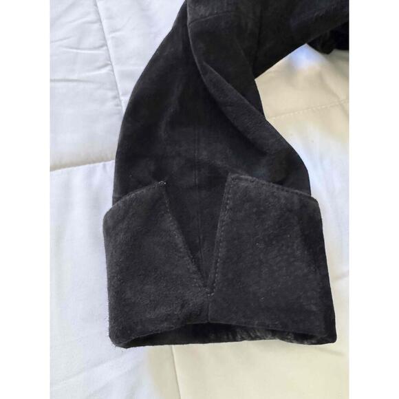 Lord Taylor Black Suede Button Up Collared Long Sleeve Jacket Large - Picture 2 of 8